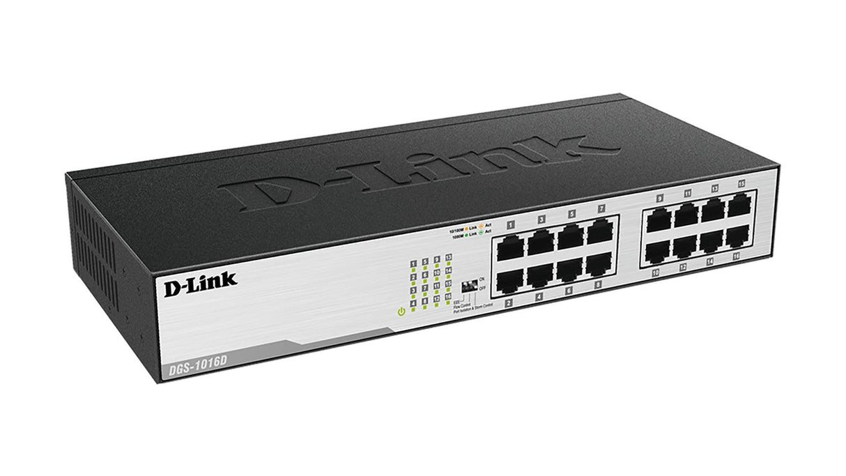 D-LINK 16x RJ-45 (10|100|1000 Mbps) | 1000BASE-T | 32 Gbps | 23.81 mpps (DGS-1016D)