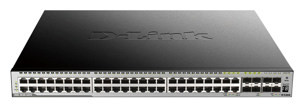 D-LINK 52-Layer 3 Stackable Managed Gigabit PoE Switch with 4 10GbE Ports (DGS-3630-52PC)
