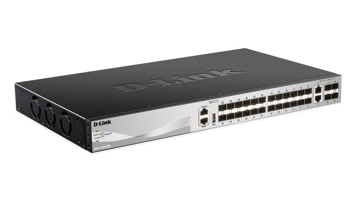 D-LINK DGS-3130-30S | 24x SFP | 2x 10GBASE-T | 4x 10G SFP+ | 168 Gbps | 125 Mpps | 440x250x44 mm (DGS-3130-30S)