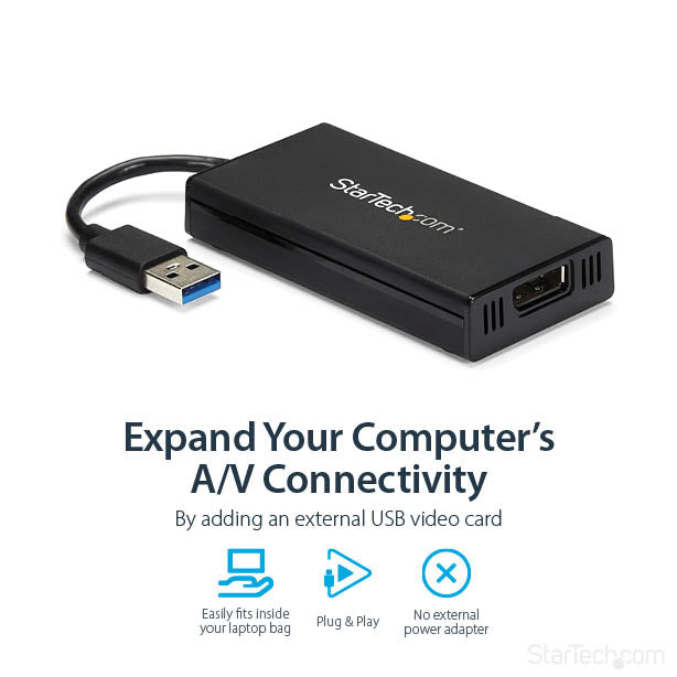 STARTECH USB 3.0 to DisplayPort Adapter 4K Ultra HD | DisplayLink Certified | Video Converter w| External Graphics Card - Mac & Windows (USB32DP4K) (USB32DP4K)