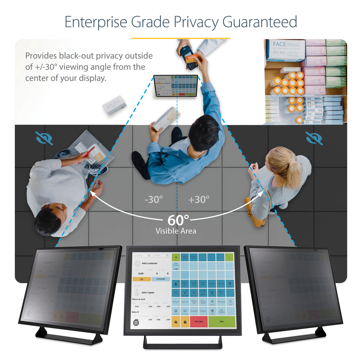 STARTECH 17" 5:4 Computer Monitor Privacy Filter | Anti-Glare Privacy Screen w|51% Blue Light Reduction | Monitor Screen Protector w|+- 30 Deg. Viewing Angle (1754-PRIVACY-SCREEN) (1754-PRIVACY-SCREEN)
