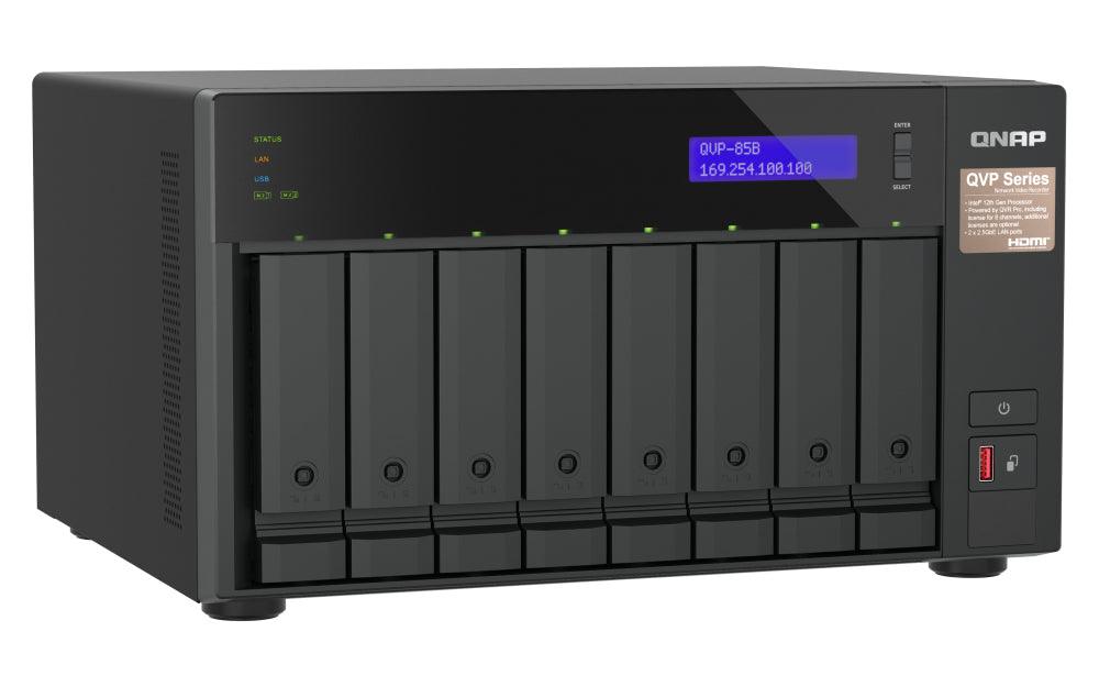 QNAP i5 | 32 GB DDR4 | 5 GB Flash | 8x 3.5" | 2x M.2 | 7.3 kg (QVP-85B)
