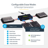 STARTECH 4 Bay SSD|HDD Hard Drive Eraser - 2.5" & 3.5" SATA - Hostless Standalone Secure Erase External Disk Sanitizer - 9 Erase Modes - RS232 Printer Port - NIST|DOD & TAA Compliant (SATERASER4) (SATERASER4)
