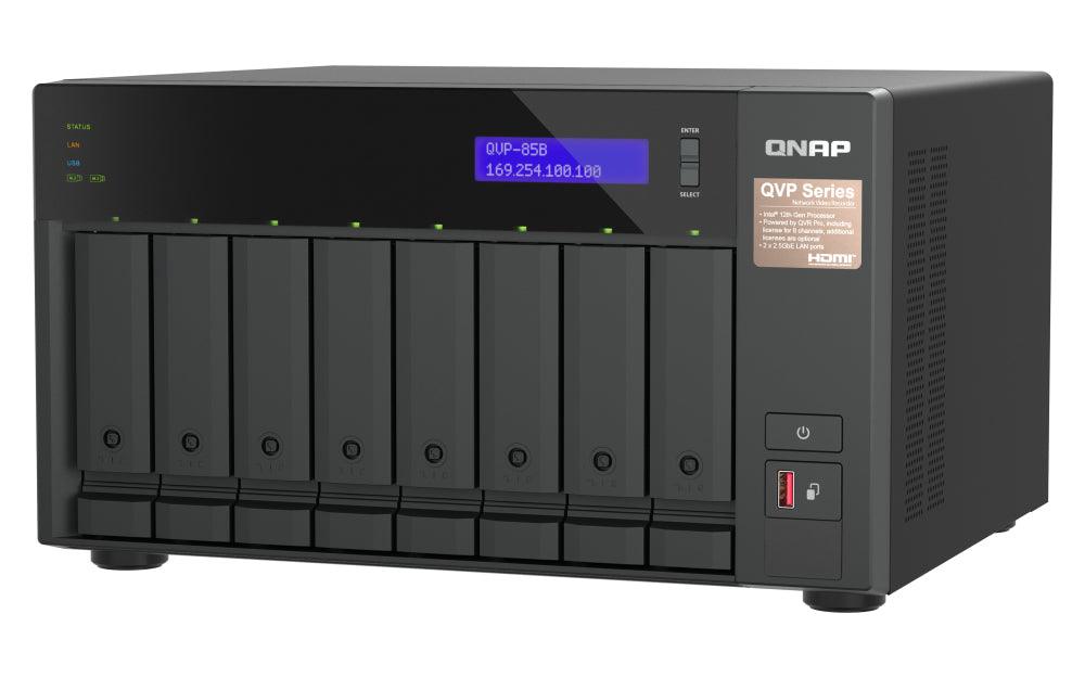 QNAP i5 | 32 GB DDR4 | 5 GB Flash | 8x 3.5" | 2x M.2 | 7.3 kg (QVP-85B)