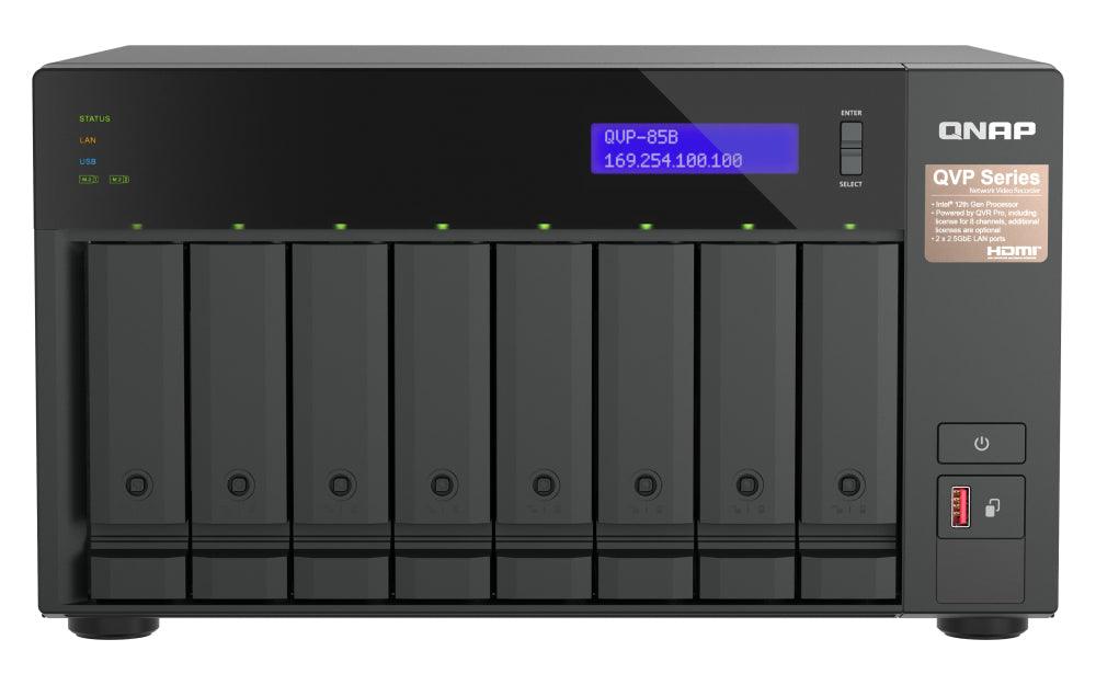 QNAP i5 | 32 GB DDR4 | 5 GB Flash | 8x 3.5" | 2x M.2 | 7.3 kg (QVP-85B)
