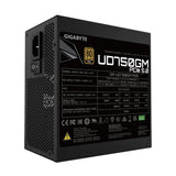 GIGABYTE Active PFC | 100-240 Vac | 12-6A | 60-50 Hz | 750W | 120mm Hydraulic Bearing(HYB)fan | 80 PLUS Gold (GP-UD750GM PG5)
