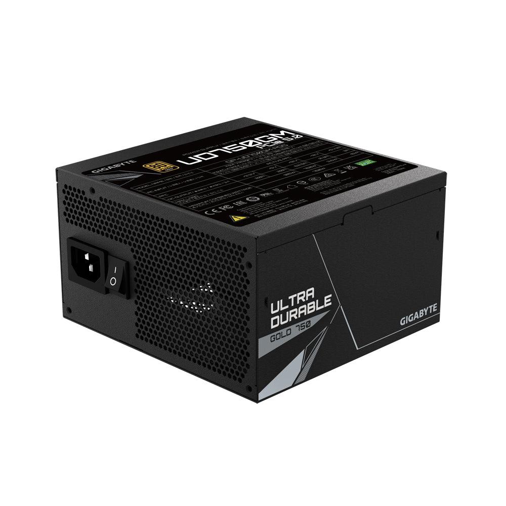 GIGABYTE Active PFC | 100-240 Vac | 12-6A | 60-50 Hz | 750W | 120mm Hydraulic Bearing(HYB)fan | 80 PLUS Gold (GP-UD750GM PG5)