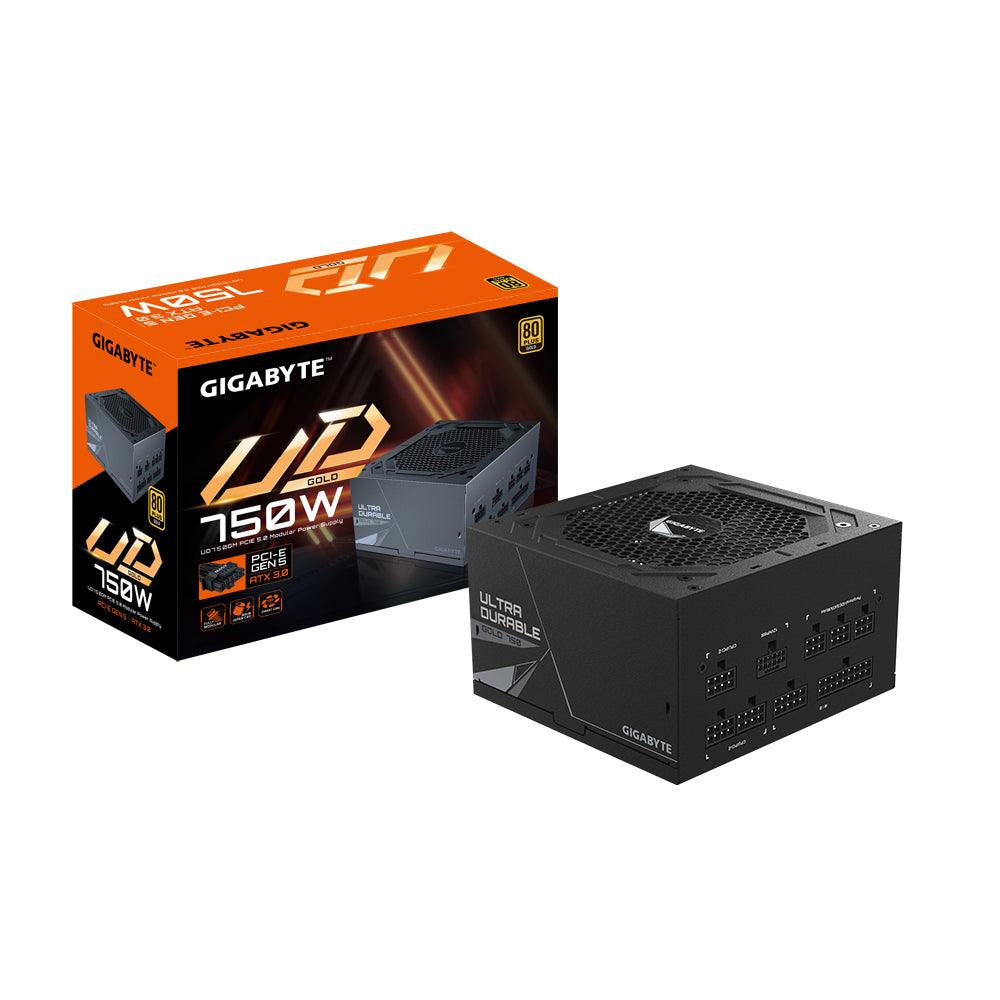 GIGABYTE Active PFC | 100-240 Vac | 12-6A | 60-50 Hz | 750W | 120mm Hydraulic Bearing(HYB)fan | 80 PLUS Gold (GP-UD750GM PG5)