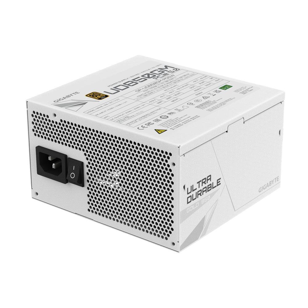 GIGABYTE Active PFC | 100-240 Vac | 12-6A | 60-50 Hz | 750W | 120mm Hydraulic Bearing(HYB)fan | 80 PLUS Gold (GP-UD850GM PG5W)