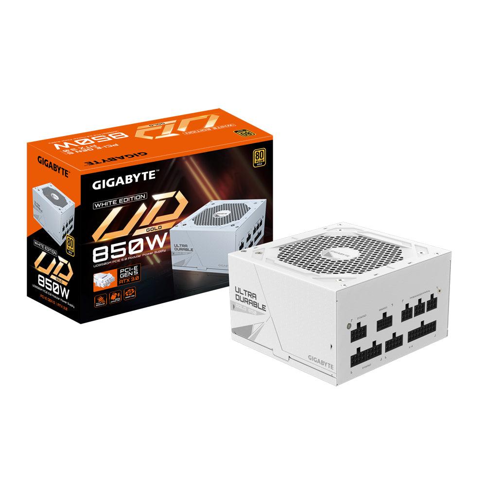 GIGABYTE Active PFC | 100-240 Vac | 12-6A | 60-50 Hz | 750W | 120mm Hydraulic Bearing(HYB)fan | 80 PLUS Gold (GP-UD850GM PG5W)