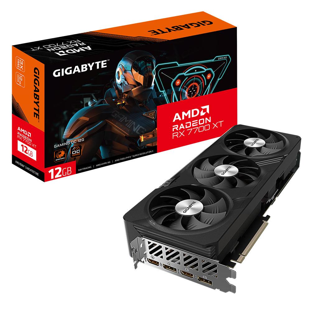 GIGABYTE AMD Radeon RX 7700 XT | 12GB GDDR6 | 192 bit | PCI Express 4.0 | 2 x HDMI (2.1) | 2 x DP (2.1) | 1 x Type-C | DirectX 12 Ultimate | OpenGL 4.6 (GV-R77XTGAMING OC-12GD)