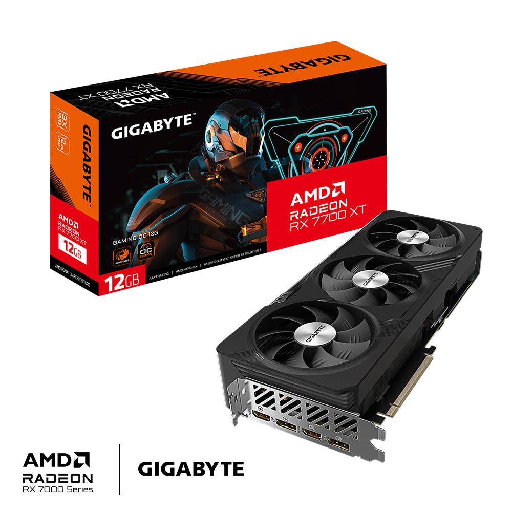 GIGABYTE AMD Radeon RX 7700 XT | 12GB GDDR6 | 192 bit | PCI Express 4.0 | 2 x HDMI (2.1) | 2 x DP (2.1) | 1 x Type-C | DirectX 12 Ultimate | OpenGL 4.6 (GV-R77XTGAMING OC-12GD)