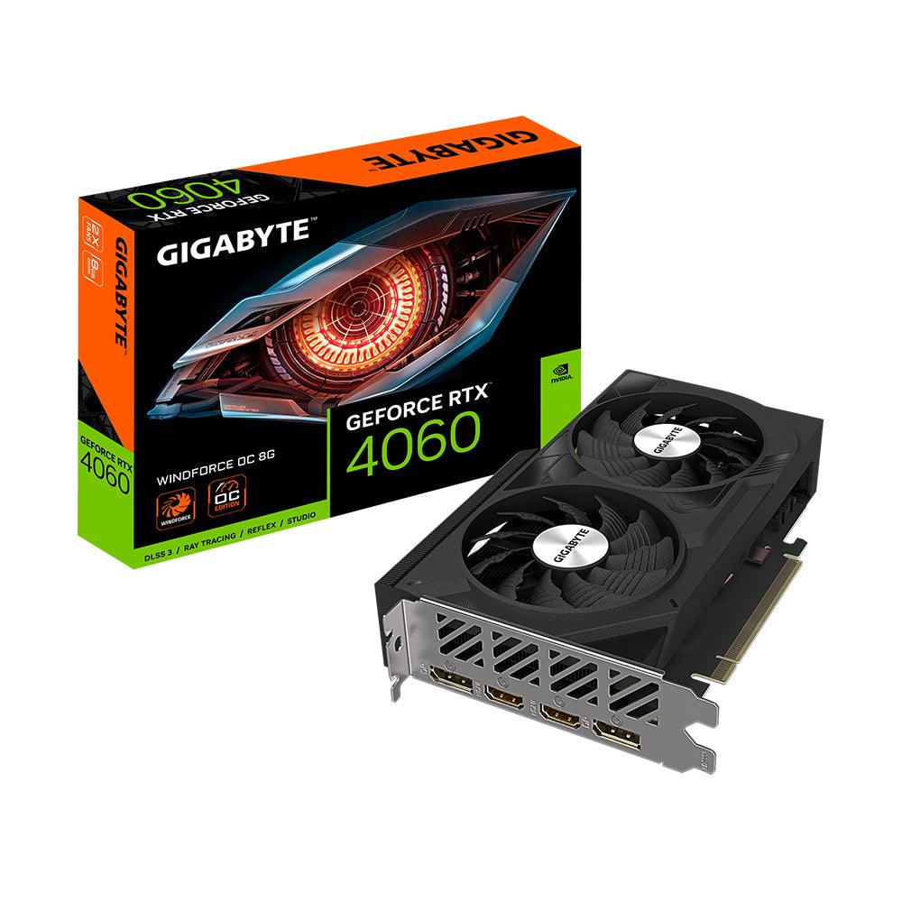 GIGABYTE NVIDIA GeForce RTX 4060 | 2475MHz | 8GB GDDR6 | 128 bit | PCI Express 4.0 | 2 x HDMI (2.1a) | 2 x DP (1.4a) | CUDA | DirectX 12 Ultimate | OpenGL 4.6 (GV-N4060WF2OC-8GD)