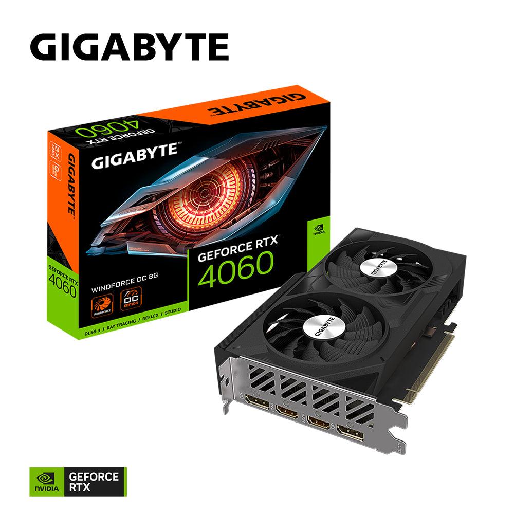 GIGABYTE NVIDIA GeForce RTX 4060 | 2475MHz | 8GB GDDR6 | 128 bit | PCI Express 4.0 | 2 x HDMI (2.1a) | 2 x DP (1.4a) | CUDA | DirectX 12 Ultimate | OpenGL 4.6 (GV-N4060WF2OC-8GD)