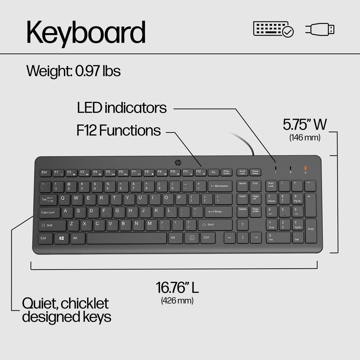 HP 150 Wired Keyboard (664R5AA)
