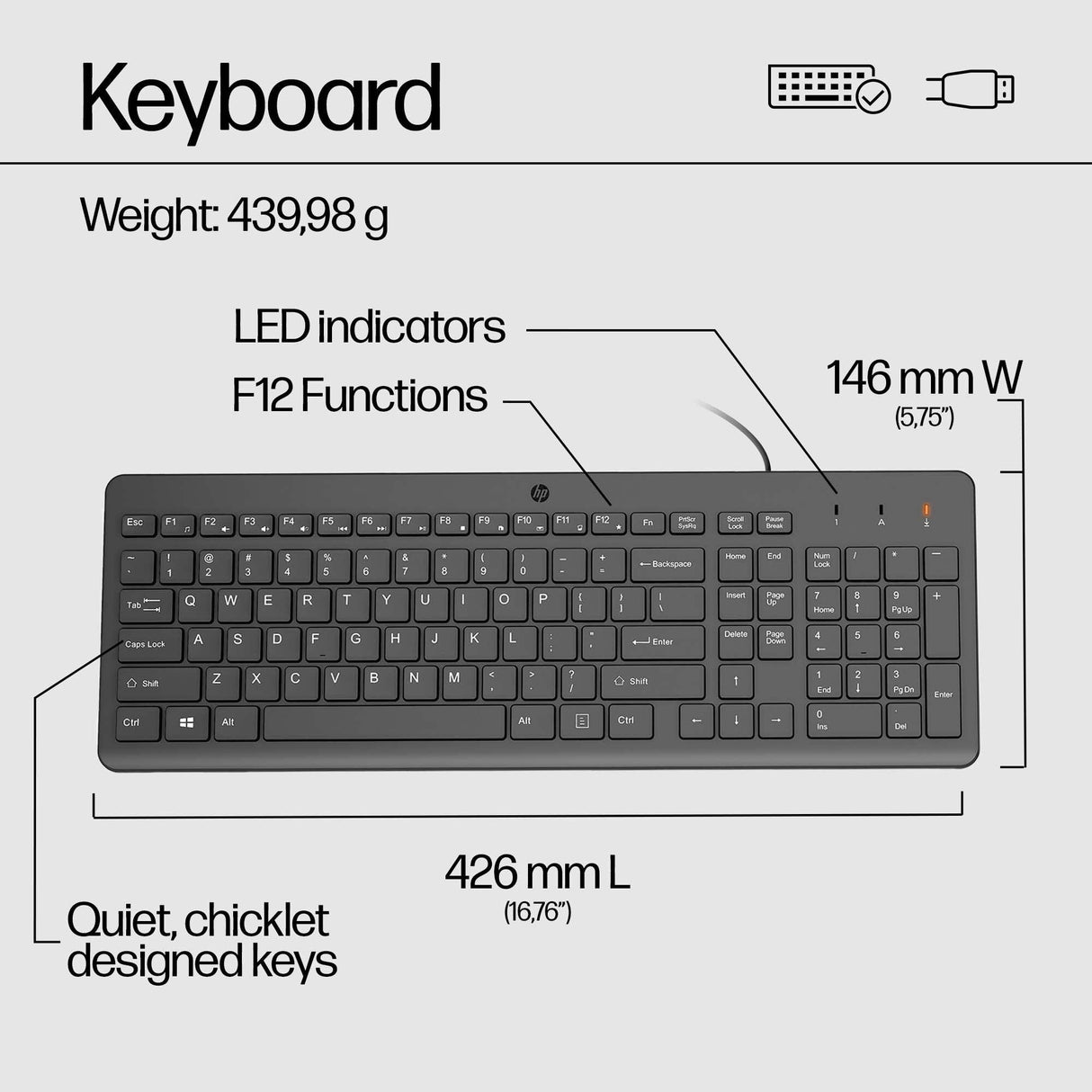 HP 150 Wired Keyboard (664R5AA)