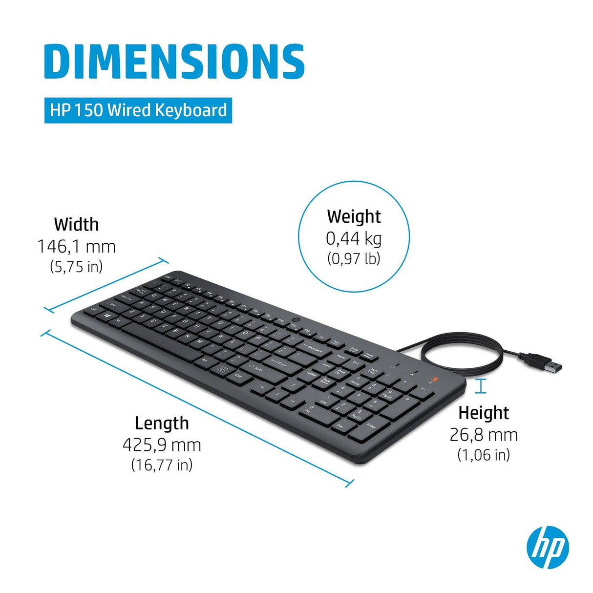 HP 150 Wired Keyboard (664R5AA)