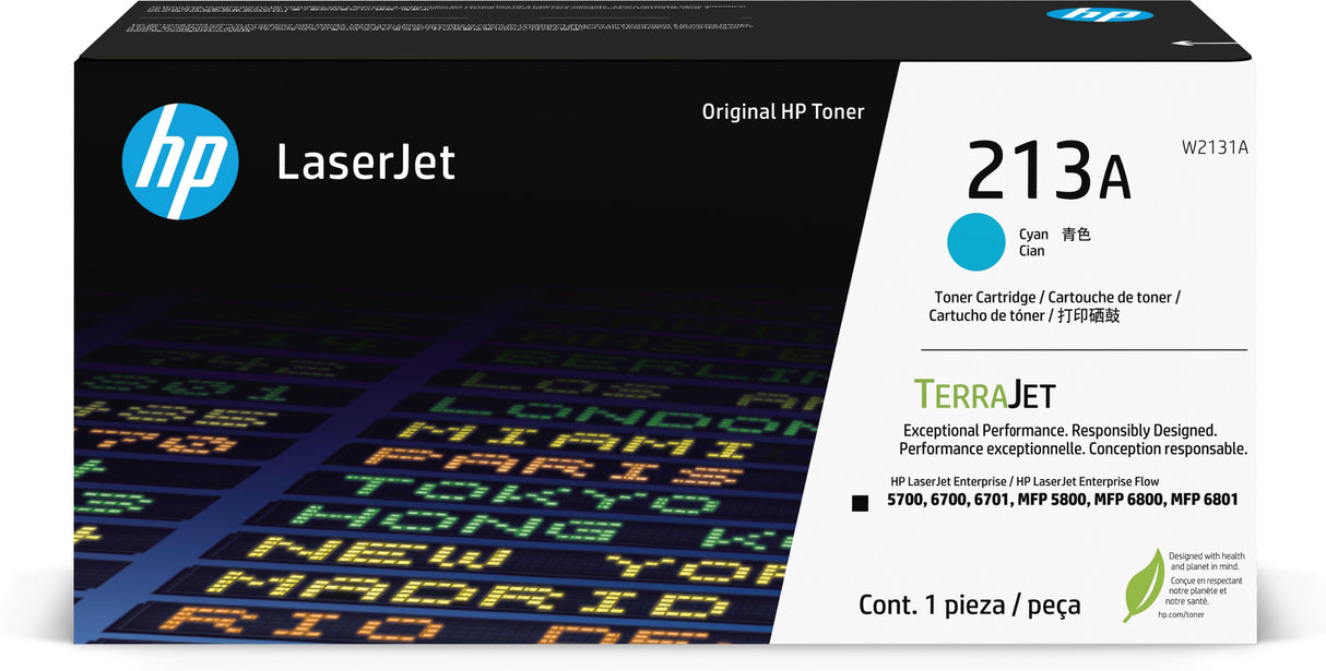 HP 213A Cyan Original LaserJet Toner Cartridge (W2131A)