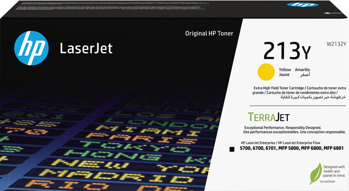 HP 213Y Extra High Yield Yellow Original LaserJet Toner Cartridge (W2132Y)