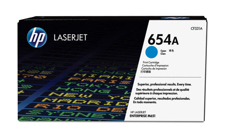 HP 654A Cyan Original LaserJet Toner Cartridge (CF331A)