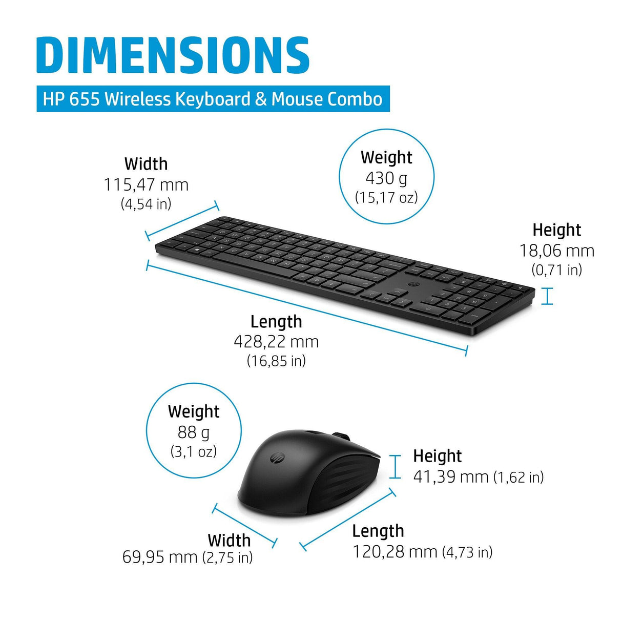 HP 655 Wireless Keyboard and Mouse Combo (4R009AA)