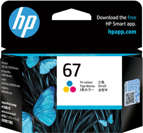 HP 67 Original Inkjet Ink Cartridge - Tri-colour Pack - Inkjet
