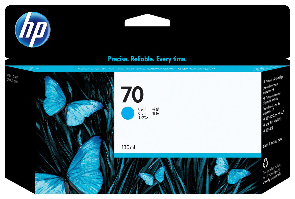 HP 70 130-ml Cyan DesignJet Ink Cartridge (C9452A)