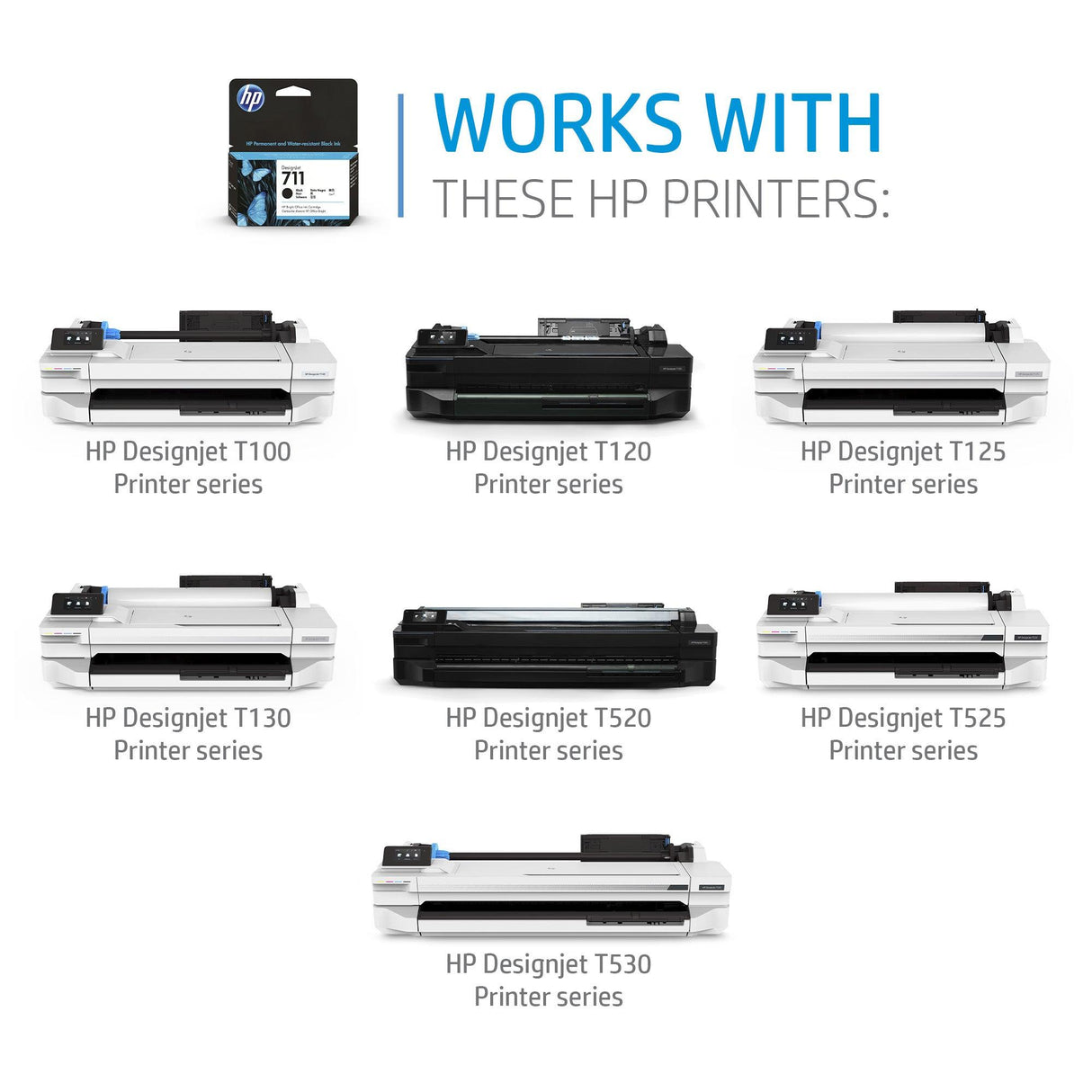 HP 711B 38-ml Black DesignJet Ink Cartridge (3WX00A)