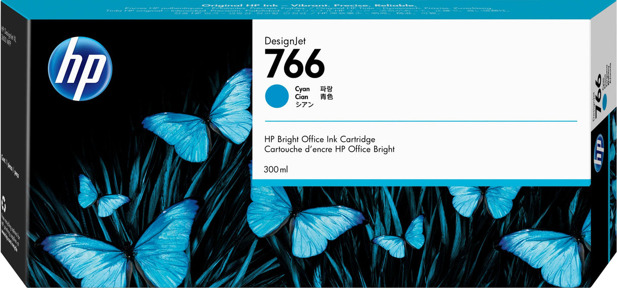 HP 766 300-ml Cyan DesignJet Ink Cartridge (P2V89A)