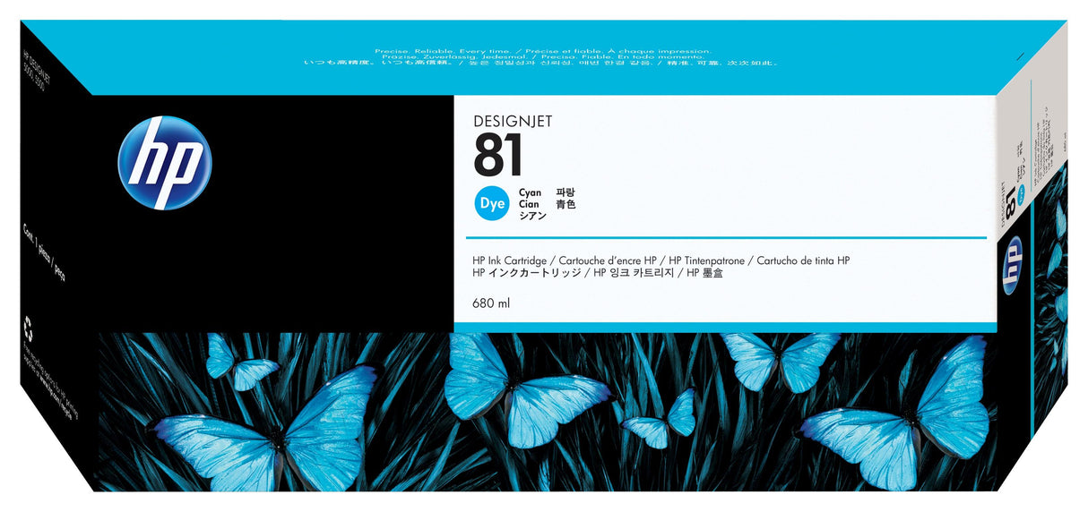 HP 81 680-ml Cyan Dye Ink Cartridge (C4931A)