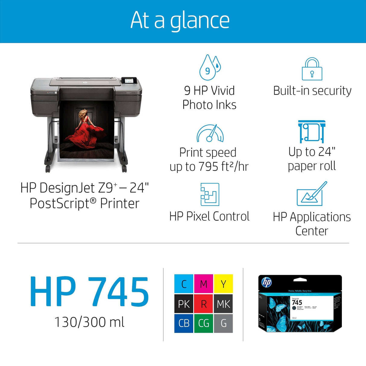 HP DesignJet Z9+ 24-in PostScript Printer (W3Z71A)