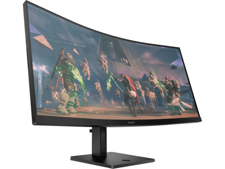 HP OMEN 34C OMEN BY HP 34in WQHD EDGE-LIT 165HZ CURVED Gaming Monitor 3440 x 1440 1500R CURVATURE VA PANEL 21:9 1MS GTG 400 NITS HDR ANTI-GLARE 2 x HDMI 2.0 DISPLAYPORT 1.4 AUDIO OUT HEIGHT ADJUSTABLE VE