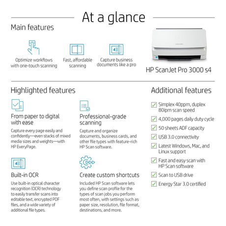 HP ScanJet Pro 3000 s4 Sheet-feed Scanner