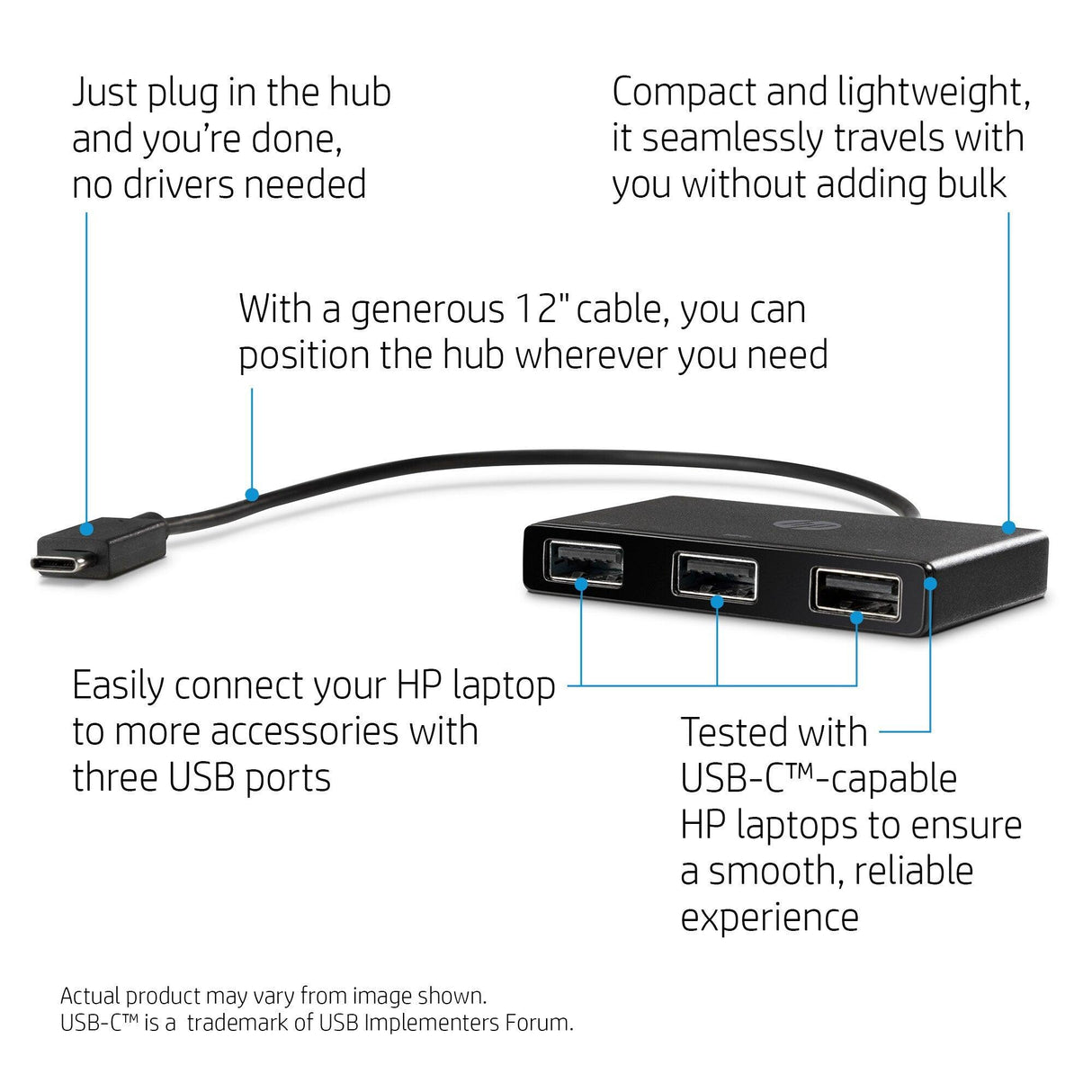 HP USB-C to USB-A Hub (Z6A00AA)