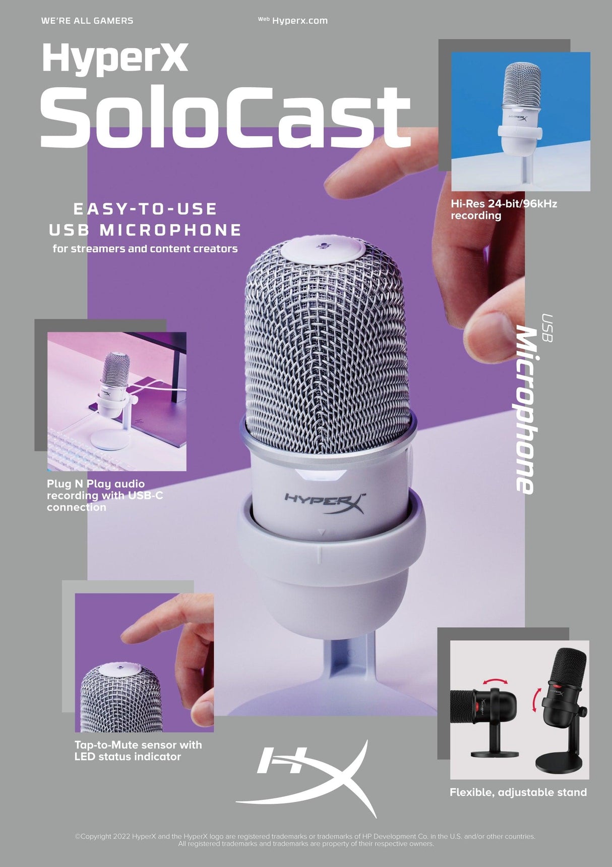 HP USB Microphone | Cardioid Polar Pattern | Tap to Mute Sensor | Streamers | Content Creators | Black (4P5P8AA)