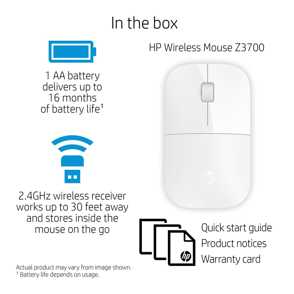 HP Z3700 White Wireless Mouse (V0L80AA)