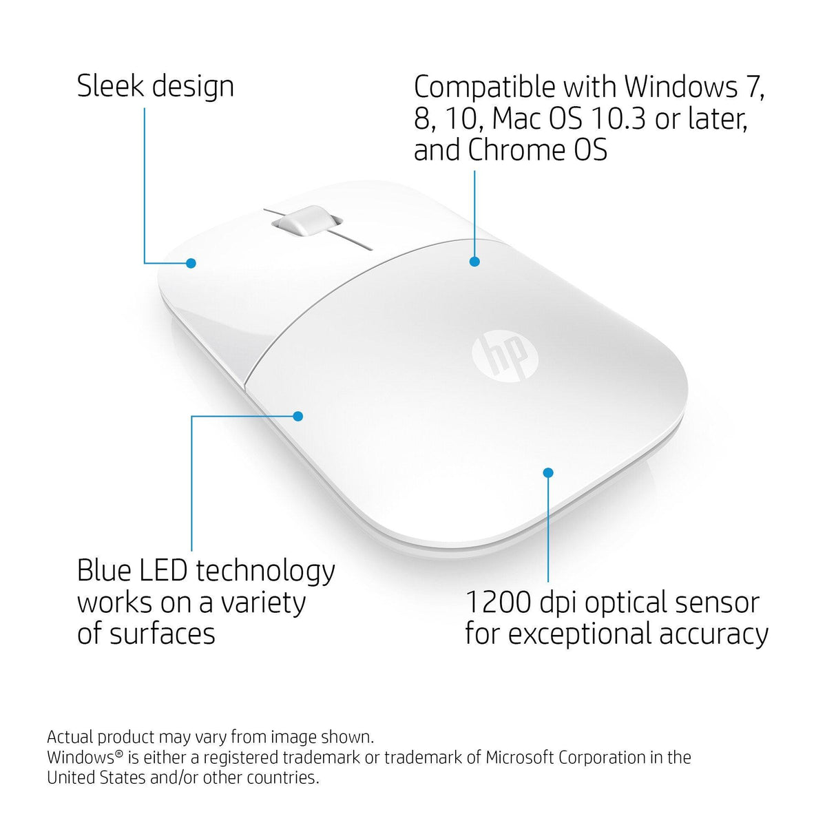 HP Z3700 White Wireless Mouse (V0L80AA)