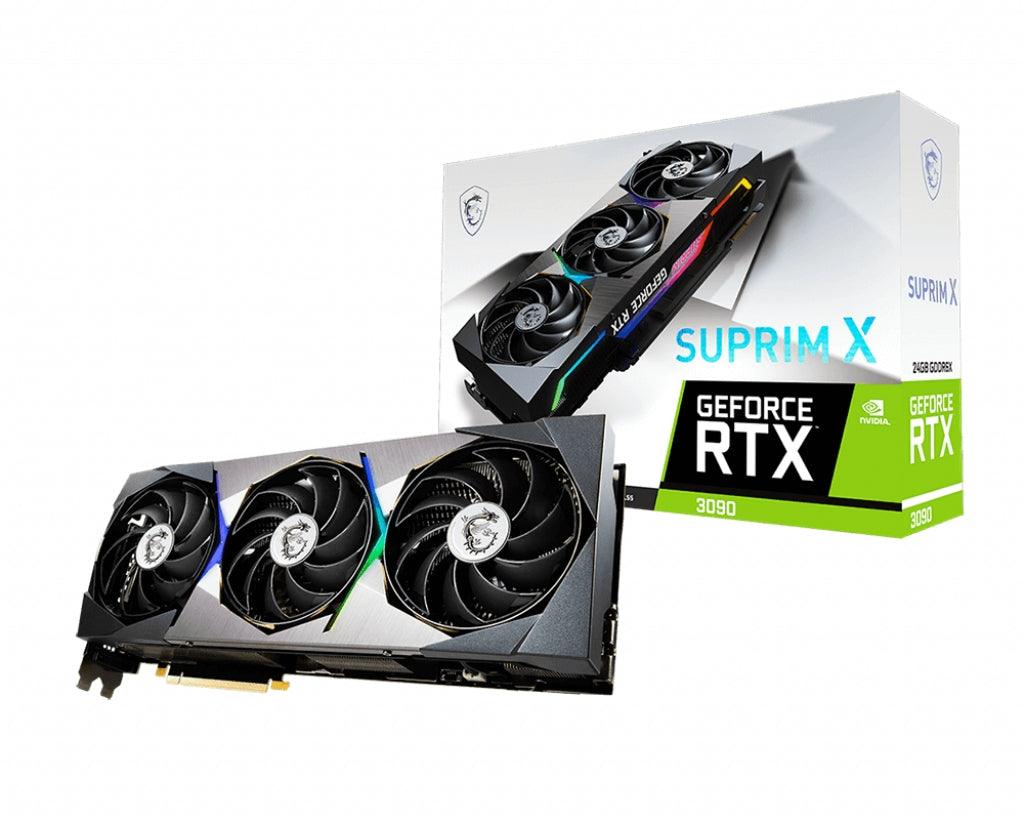 MSI 24GB | GDDR6X | 384-bit | 1860MHz boost clock | 1xHDMI | 3xDisplayPort | RGB (RTX 3090 SUPRIM X 24G)