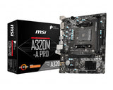 MSI A320M-A PRO | AMD 320 | AM4 | 2x DDR4 | PCIe 3.0 x16 | 1x PCIe 2.0 x1 | DVI-D | SATA | USB 3.2 | m-ATX | 226x187 mm (A320M-A PRO)
