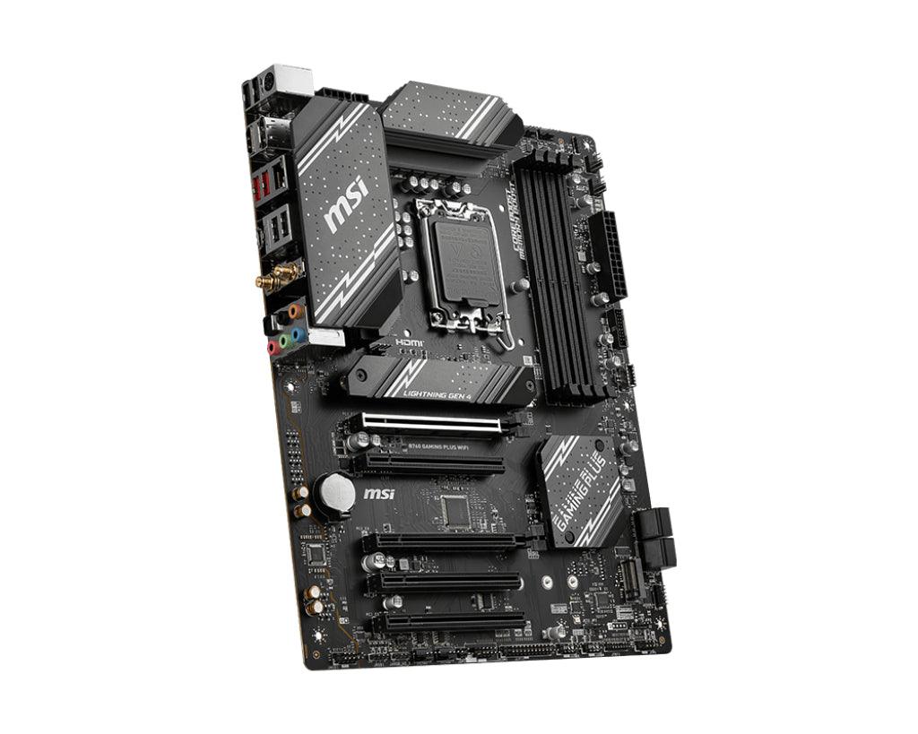 MSI INTEL B760 | DDR5 max 192GB | CPU Socket LGA 1700 | 2x PCIe 4.0 x16 | 3x PCIe 3.0 x1 2.1 | DisplayPort 1.4 | M.2 Gen4 | SATA 6Gbps | 2.5Gbps LAN | Wi-Fi 6E | Bluetooth 5.3 (B760 GAMING PLUS WIFI)