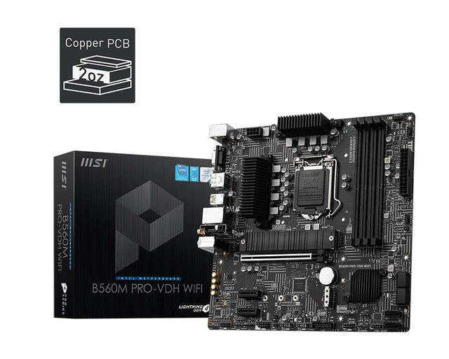 MSI LGA 1200 | Intel B560 | 4x DDR4 | 7.1-Ch | 2.5Gbps LAN | UEFI AMI BIOS | Miro-ATX (B560M PRO-VDH WIFI)