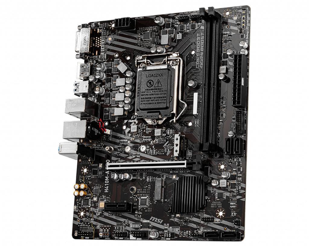 MSI LGA 1200 | Intel H410 Chipset | 2 x DDR4-SDRAM up to 64GB | 1 x RJ-45 | 4 x SATA III | UEFI AMI | Micro ATX (H410M-A PRO)