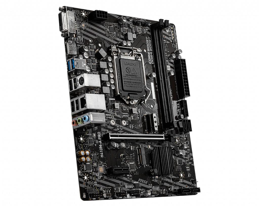 MSI LGA 1200 | Intel H410 Chipset | 2 x DDR4-SDRAM up to 64GB | 1 x RJ-45 | 4 x SATA III | UEFI AMI | Micro ATX (H410M-A PRO)