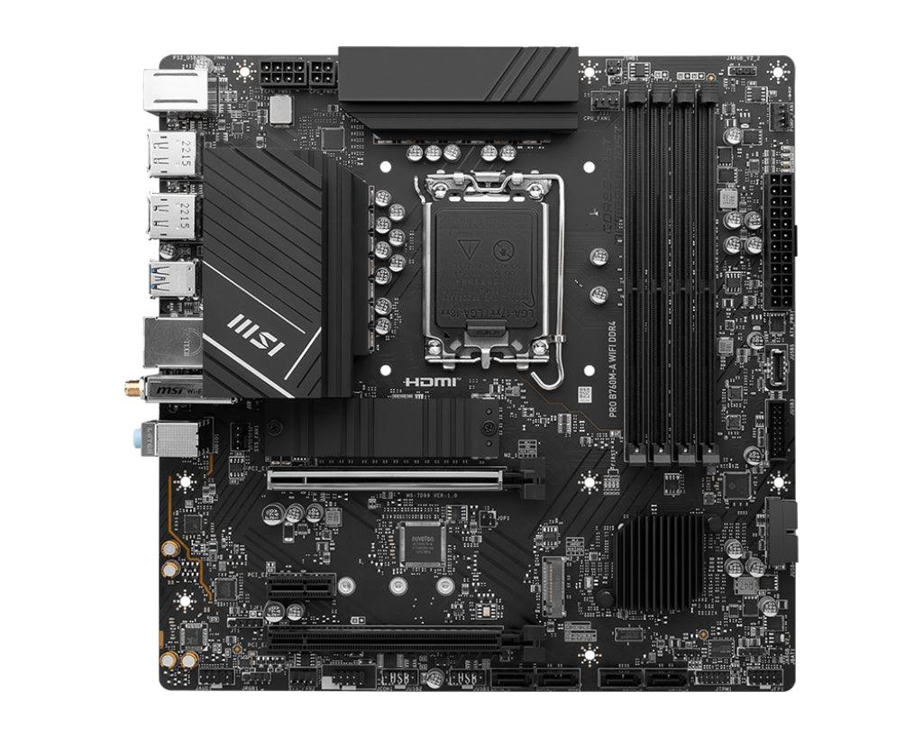 MSI LGA 1700 | Intel B760 | 4x DDR4 | 5333 MHz | 2x HDMI | 2x DisplayPort | 4x SATA 6G | mATX (PRO B760M-A WIFI DDR4)