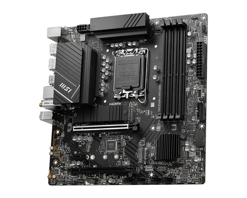 MSI LGA 1700 | Intel B760 | 4x DDR4 | 5333 MHz | 2x HDMI | 2x DisplayPort | 4x SATA 6G | mATX (PRO B760M-A WIFI DDR4)