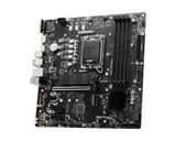 MSI mATX | Intel B760 | LGA 1700 | 12th|13th Gen Intel Core|Pentium Gold|Celeron | 4x DDR5 slots | 192GB Max | 2 x M.2 2280|2260|2242 | 4 x SATA III | Gigabit Ethernet | HDM 1.4 | DisplayPort 1.4 | VGA | 7.1 HD Audio (PRO B760M-P)