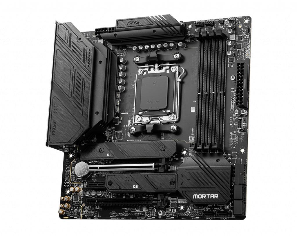 MSI Micro ATX | AMD B650 chipset | Socket AM5 | 4xDDR5 | 7.1ch audio | 2.5-Gigabit LAN | Wi-Fi | Bluetooth 5.2 (MAG B650M MORTAR WIFI)