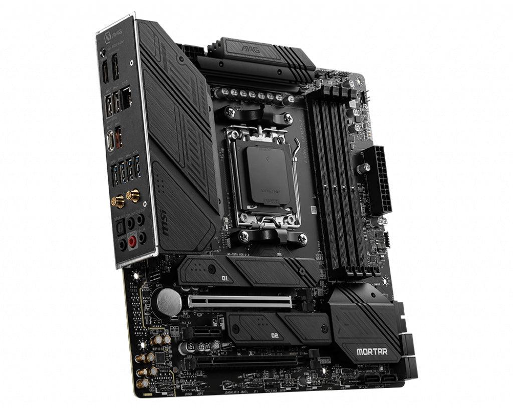 MSI Micro ATX | AMD B650 chipset | Socket AM5 | 4xDDR5 | 7.1ch audio | 2.5-Gigabit LAN | Wi-Fi | Bluetooth 5.2 (MAG B650M MORTAR WIFI)
