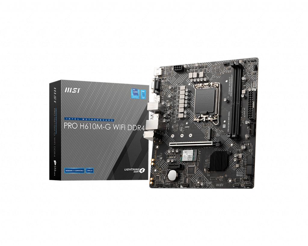 MSI Micro-ATX | LGA1700 | Intel H610 | DDR4 | SSD | Windows 10|11 | Wi-Fi | Bluetooth 4.2 (PRO H610M-G WIFI DDR4)