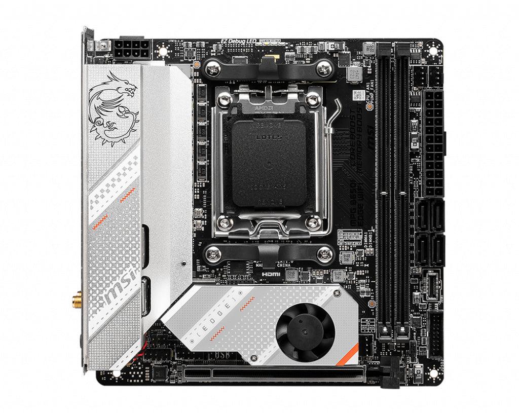 MSI Mini-ITX | AMD B650 chipset | Socket AM5 | 2xDDR5 | 7.1ch audio | 2.5-Gigabit LAN | Wi-Fi | Bluetooth 5.2 (MPG B650I EDGE WIFI)